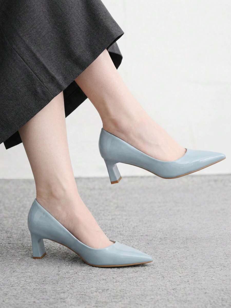 CUCCOO BIZCHIC Ladies Elegant Casual Simple Comfortable Commuter Fashion High Heel Shoes Fall Shoes - Light blue - View 1