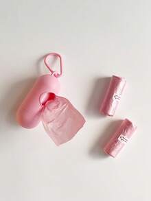SHEIN 1盒+45個袋 / 1盒+90個袋 / 150個袋 嬰兒推車便攜垃圾袋收納盒與便攜塑膠袋 - 淺粉色 - 查看 8