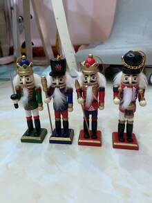 Handmade Durable Solid Wood Classic King Style Nutcracker Figurine Exquisite Craft Tabletop Ornament Home Indoor Desktop Decoration For Christmas Thanksgiving Winter Holiday Party Room Decor Festive Display Decorative Holiday Gift - 1set - View 8