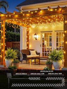Teckwe Solar Christmas Lights Outdoor, 200/100/20 LED, IP44 Outdoor Solar String Lights Festival Fairy LIghting With 8 Modes Auto On/Off For Porch Tree Garden Xmas Decorations - Warm yellow - View 2