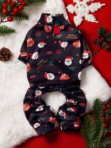 PETSIN 1pc Christmas Style Pet Jumpsuit, A Comfortable Clothing For Cats And Dogs, Full Printed With Christmas Color Patterns On Four Legs, Suitable For Daily Walks, Christmas Parties, And Home Wear - Multicolor - View 13