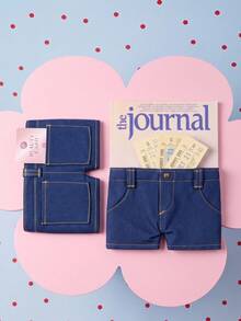 Joivida Blue Denim-Look Shorts Shaped Mini Storage Pouch, Cute Novelty Snap Button Card Holder Wallet, Stitched Small Organizer For Cards, Coins, Keys & Daily Essentials, Portable Travel Accessory, Birthday Holiday Gift - Multicolor - View 5