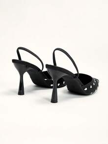 CUCCOO CHICEST Pointe Fashion Elegant Commuting Elegance Love Polka Dot Closed Toe Word With Stiletto High Heel Black Shoes - Graphite Black - View 11