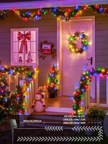 Teckwe Solar Christmas Lights Outdoor, 200/100/20 LED, IP44 Outdoor Solar String Lights Festival Fairy LIghting With 8 Modes Auto On/Off For Porch Tree Garden Xmas Decorations - multi-color - View 3