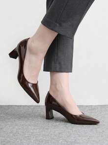 CUCCOO BIZCHIC Ladies Elegant Casual Simple Comfortable Commuter Fashion High Heel Shoes Fall Shoes - Coffee Brown - View 3