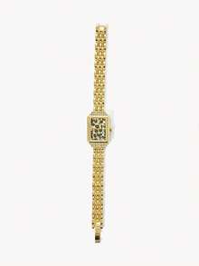Opalesca A Women's Fashion Watch,Gold Classic Bracelet With Exquisite Leopard Print Roman Numerals Watch Case, Inlaid With Rhinestones, Retro And Elegant - leopard print - View 12