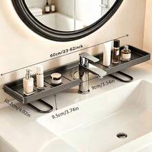 1pc Bathroom Countertop Storage Rack, Faucet And Sink Top Storage Tray, Space-Saving Washbasin Organizer, For Bathroom Toiletries And Cosmetics Storage, Minimalist Design, Fits Various Bathroom Decor, Effectively Saves Washbasin Countertop Space - Multicolor - View 17