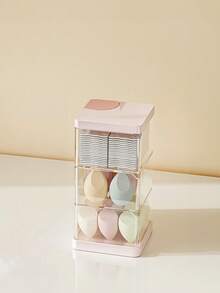 Rotatable Multi-Layer Dust-Proof Makeup Sponge Holder, Luxury Desktop Storage Rack For & Makeup Brushes - Multicolor - View 7