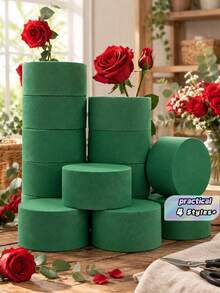 Round Green Floral Foam, Cylindrical Flower Mud For Fresh & Artificial Flower Arrangement, Florist Supply For Wedding Party Home Decor - Round - View 1
