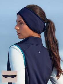 GLOWMODE FeatherFit™ Cozy Run Fleece Ear-Warming Headband With Adjustable Velcro Closure & Logo Fall Winter Outdoor Running Jogging Wear - dark blue - View 1