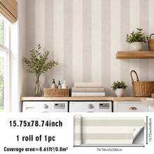 1PC Pastel Vertical Stripe Peel & Stick Wallpaper, Removable PVC Wall Decor For Nursery, Kids Room & Playroom - Multicolor - View 29