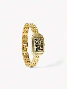 Opalesca A Women's Fashion Watch,Gold Classic Bracelet With Exquisite Leopard Print Roman Numerals Watch Case, Inlaid With Rhinestones, Retro And Elegant - leopard print - View 8
