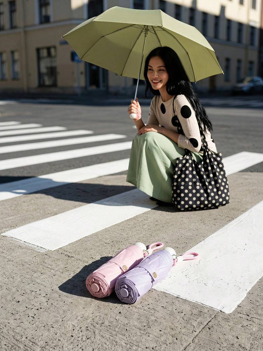 Joivida Mini Ultra Compact Portable Umbrella, Candy Colored Sun Protection Umbrella, Lightweight And Waterproof, Dual-Use Sun Protection And Rain Protection Umbrella, Windproof And UV Resistant, Suitable For Travel, Outdoor, School, Birthday Gifts - Multicolor - View 1