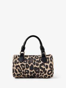 Viva Strut Ladies Fashionable Personality Street Casual Sweet Spice Y2K Leopard Print Handbag, Gold Lock Decoration, Dating Daily Shopping - Leopard print khaki - View 4