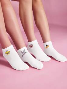 LOONEY TUNES X SHEIN 4 Pairs Of Women's Socks - White - View 2