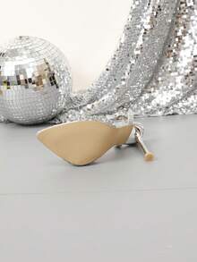 Alvarani High-Heeled Fashion Pointed Metal Sandals, Summer Daily Leisure - Silver - View 3