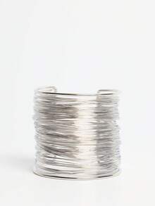 MUSERA Wire Cuff BangleNew Street Punk Multi-Layer Hollow C-Shaped Open Bracelet Fall Autumn - Silver - View 3