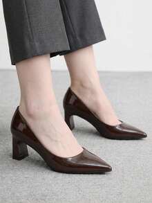 CUCCOO BIZCHIC Ladies Elegant Casual Simple Comfortable Commuter Fashion High Heel Shoes Fall Shoes - Coffee Brown - View 1