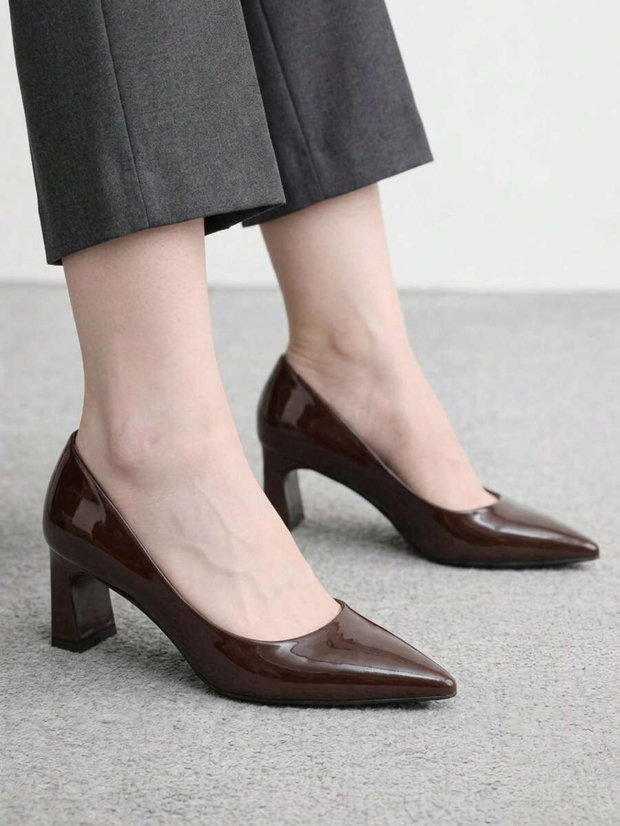 CUCCOO BIZCHIC Ladies Elegant Casual Simple Comfortable Commuter Fashion High Heel Shoes Fall Shoes - Coffee Brown - View 1