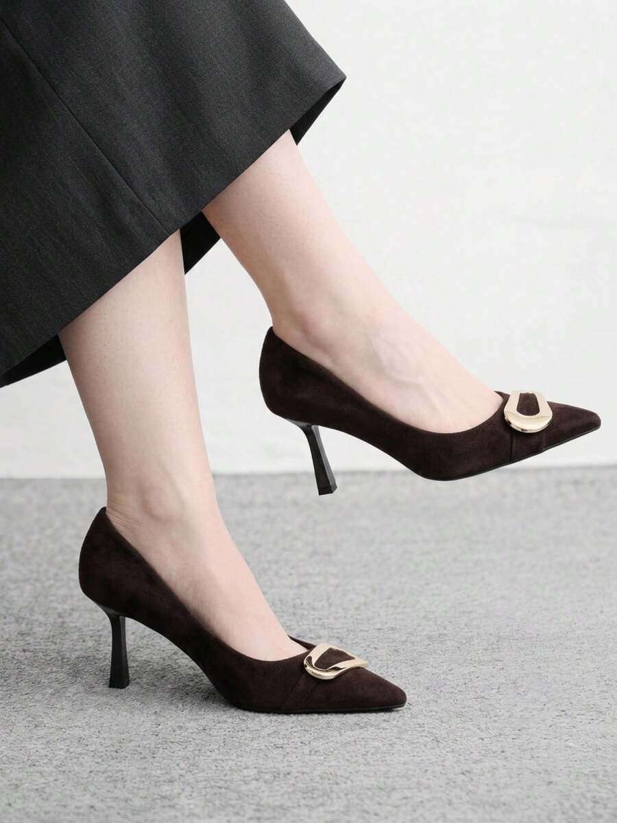 CUCCOO BIZCHIC Women's Casual Simple And Comfortable Commuting Versatile Dating Wear High Heels - Brown - View 1