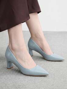 CUCCOO BIZCHIC Ladies Elegant Casual Simple Comfortable Commuter Fashion High Heel Shoes Fall Shoes - Light blue - View 4