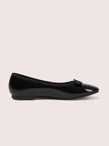CUCCOO DOLLMOD Ladies Satin Round Toe Ballet Flats, Bow Soft Sole Casual Dress Shoes - Black - View 5