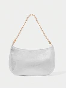 SHECARRY Ladies Fashionable Elegant Luxury Exquisite Silver Rhinestone Handheld Dinner Bag, Party Dating Banquet Wedding Ball Night Club - Silver - View 4