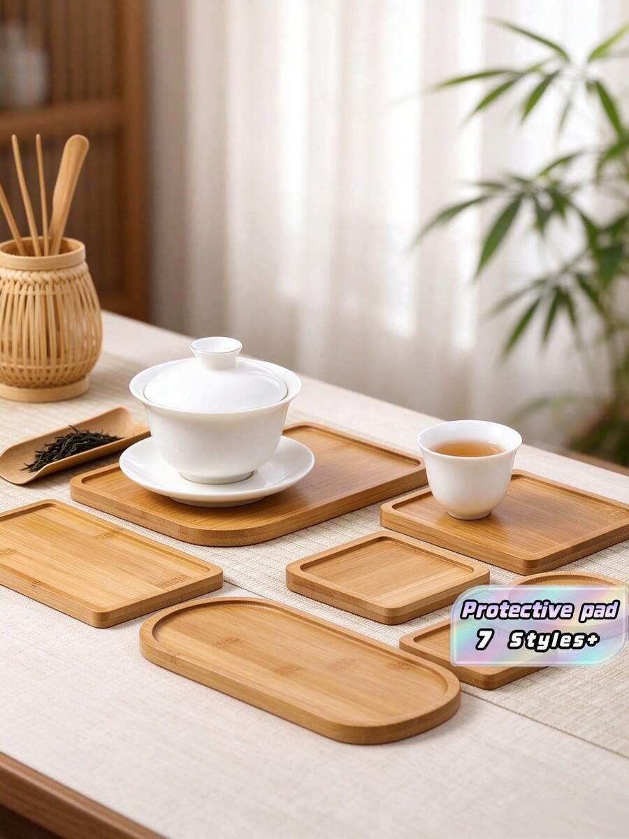 1pc DIY Mosaic Bamboo Coaster, Blank Base, Plant Coaster, Art Tray (Mosaic Tiles Not Included), Small Flower Pot Tray, Bamboo Flower Pot, Resin Coaster Gift, Desktop Flower Pot Protective Mat, Home Decor - Multicolor - View 1