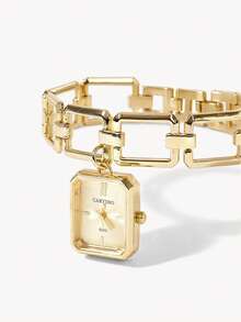 Opalesca A Stylish Gold Chunky-Chain Bracelet Featuring A Pendant-Style Watch Head; It Offers A Unique Distinctive Look Suitable For Daily Personalized Styling - Gold - View 10