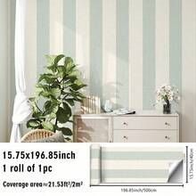 1PC Pastel Vertical Stripe Peel & Stick Wallpaper, Removable PVC Wall Decor For Nursery, Kids Room & Playroom - Multicolor - View 20