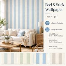 1PC Pastel Vertical Stripe Peel & Stick Wallpaper, Removable PVC Wall Decor For Nursery, Kids Room & Playroom - Multicolor - View 1