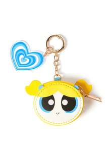 THE POWERPUFF GIRLS X SHEIN Dompet Koin Mini Gantungan Kunci Warna Kontras, Dengan Liontin Akrilik, Tas Penyimpanan Kecil dengan Resleting, Dapat Menyimpan Koin, Cocok Untuk Anak Muda, Gantungkan Di... - Kuning - View 5