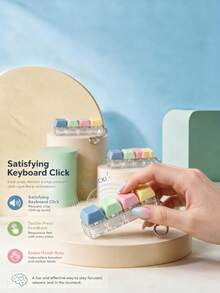MINKOJA 1pc Stress Relief Keyboard Keychain - A Colorful Fingertip Toy That Effectively Alleviates Stress With Its Vibrant Macaron Hues. Its Attractive Appearance, Colors, And Design Make It The Perfect Party Gift, Present, Or Token For Friends. - Multicolor - View 3