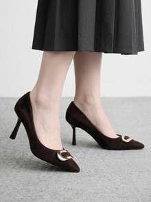 CUCCOO BIZCHIC Women's Casual Simple And Comfortable Commuting Versatile Dating Wear High Heels - Brown - View 3