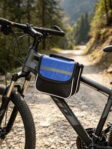Red Black Blue Bike Saddle Bags, Reflective Bicycle Rear Storage Pouch With Adjustable Hooks, Waterproof Dual Rear Rack Bag For Mountain & Road Bikes - Multicolor - View 4