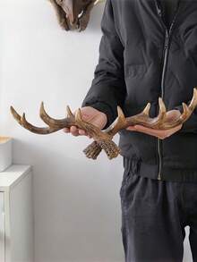 Vintage Resin Deer Antler Wall Hook, Rustic Wall‑Mount Coat Hanger, Decorative Wall Rack For Keys Hat Bag Towel Entryway Decoration - View 5