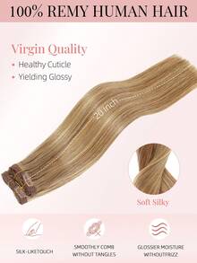 7PCS With 20 Clips Straight Clip In Hair Extensions 100% Real Human Hair Color F4/27# Medium Brown Highlights Honey Blonde 14-22 Inch 115G Double Weft Invisible Clip Hair Extensions Remy Natural Human Hair For Women Girls Daily Use - SP4/27 - View 5