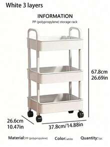 3-Tier Rolling Makeup Organizer Cart, Plastic Freestanding Multi-Functional Trolley With Rotatable Tray, Easy To Assemble, Versatile Storage For Office, Kitchen And Pantry - Multicolor - View 12