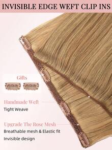 7PCS With 20 Clips Straight Clip In Hair Extensions 100% Real Human Hair Color F4/27# Medium Brown Highlights Honey Blonde 14-22 Inch 115G Double Weft Invisible Clip Hair Extensions Remy Natural Human Hair For Women Girls Daily Use - SP4/27 - View 6