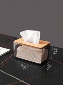 Elegant Bamboo Wood Tissue Holder, Decorative Tissue Storage Box For Living Room Coffee Table, Fits Napkins, Facial Towels And Tissue Paper - Multicolor - View 4