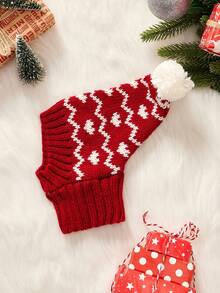 PETSIN 1pc Pet Holiday Style Christmas Wool Hat, Wool Ball Decoration Cat And Dog Universal Holiday Warm Hat, Suitable For Christmas Parties, Holiday Photography, And Holiday Dressing Up - Multicolor - View 17