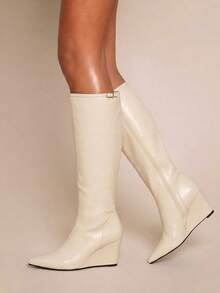 Daringsoles Vintage Maillard Suede Pointed Toe Heel Versatile And Thin Tall Autumn And Winter Tall Boots - Beige - View 2