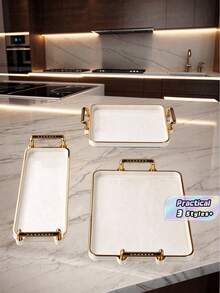 1pc Cosmetic Display Tray, Casual Home Daily Use Decor, Makeup Bag, Travel Essential - White - View 2