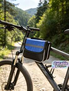 Red Black Blue Bike Saddle Bags, Reflective Bicycle Rear Storage Pouch With Adjustable Hooks, Waterproof Dual Rear Rack Bag For Mountain & Road Bikes - Multicolor - View 1