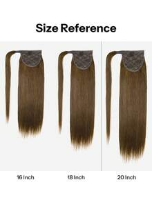 Wrap Around Remy Human Hair Ponytail Extension 14-22 Inch, Medium Brown Soft Silky Natural Invisible Real Hair Ponytail Hairpiece For Women Daily Wear Party Wedding - S4 - View 6