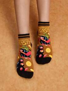 Fantastic Beasts X SHEIN Fantastic Animal Women's Socks 2 Pack - color mixing - View 5