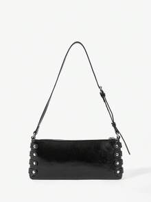 Viva Strut Ladies Bag, Spice Girl Sweet And Cool Girl Y2Y, Punk, Rivet Decoration, Gas Eye Decoration Shoulder Square Bag, Zipper Opening And Closing, Suitable F - Black - View 10