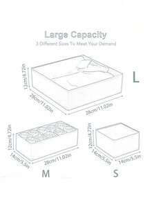 6件套布艺化妆品收纳盒抽屉整理器多隔层珠宝收纳盒便携式化妆品收纳盒带提手家居装饰房间装饰卧室装饰旅行收纳梳妆台收纳盒柔软纺织防尘收纳方案 - 白色 - 查看 13