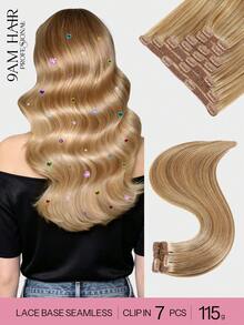 7PCS With 20 Clips Straight Clip In Hair Extensions 100% Real Human Hair Color F4/27# Medium Brown Highlights Honey Blonde 14-22 Inch 115G Double Weft Invisible Clip Hair Extensions Remy Natural Human Hair For Women Girls Daily Use - SP4/27 - View 1