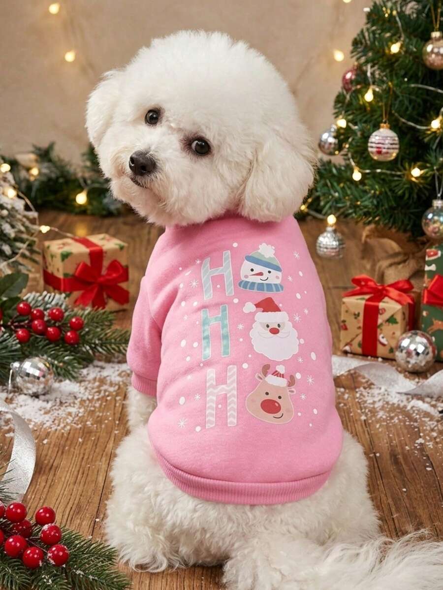 PETSIN 1 Pc HHH Letters And Snowman Print Pet Hoodie Without A Hat ...